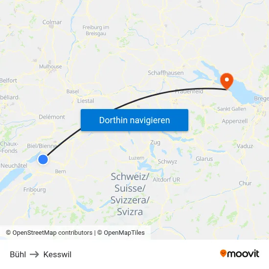 Bühl to Kesswil map