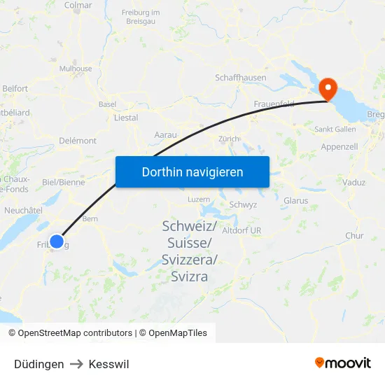 Düdingen to Kesswil map