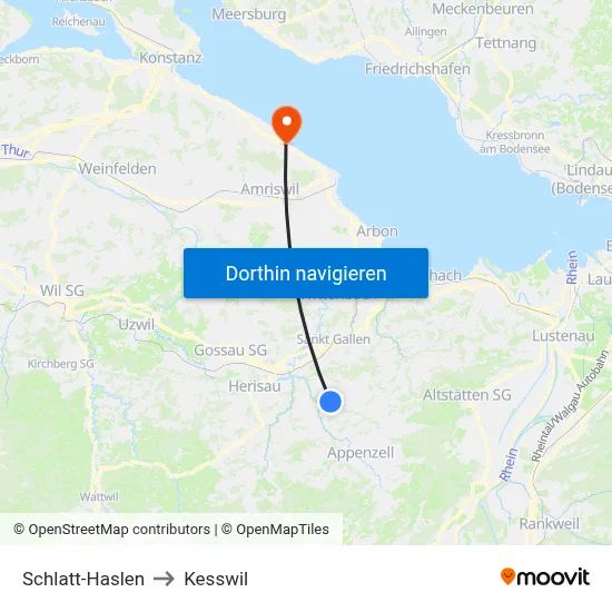 Schlatt-Haslen to Kesswil map