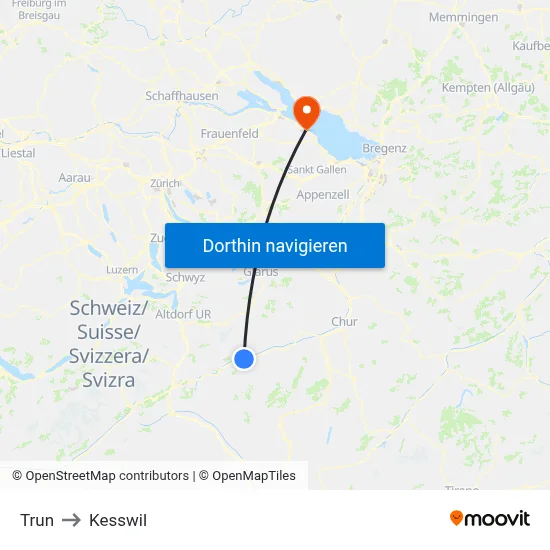 Trun to Kesswil map