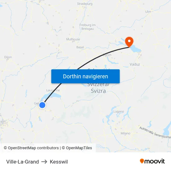 Ville-La-Grand to Kesswil map