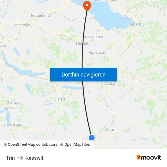 Trin to Kesswil map