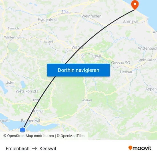 Freienbach to Kesswil map