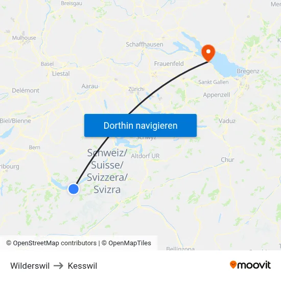Wilderswil to Kesswil map
