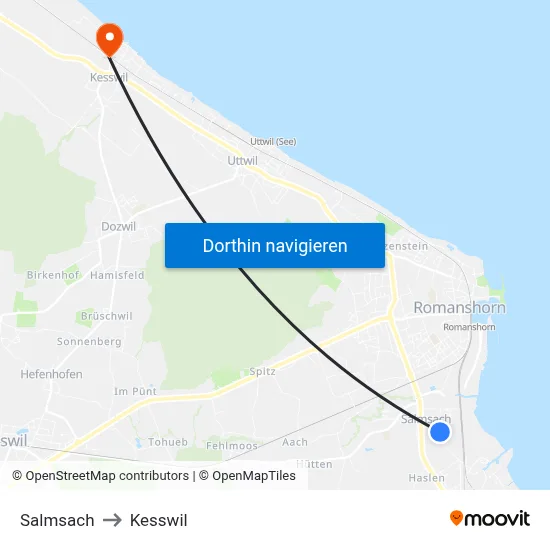 Salmsach to Kesswil map