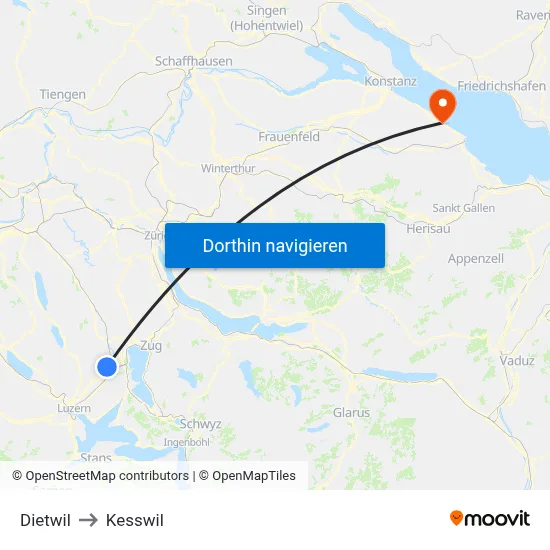 Dietwil to Kesswil map