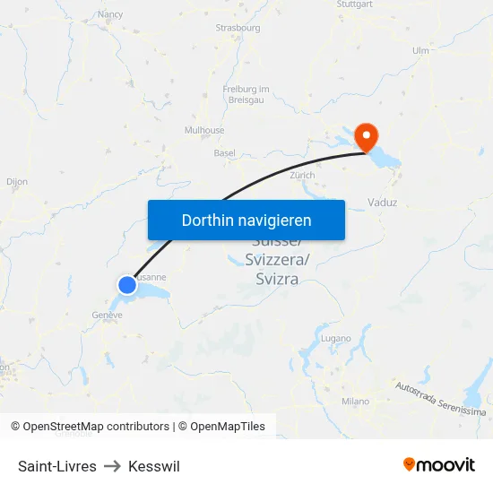Saint-Livres to Kesswil map