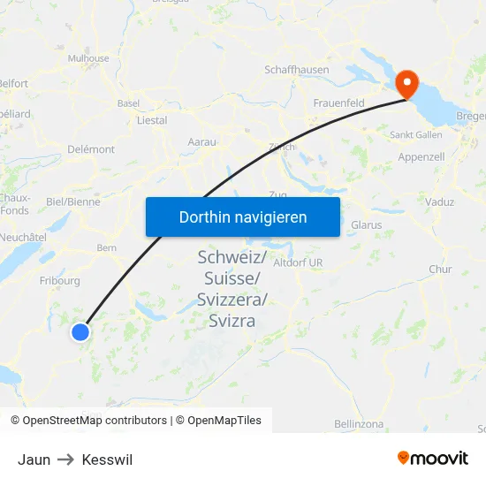 Jaun to Kesswil map
