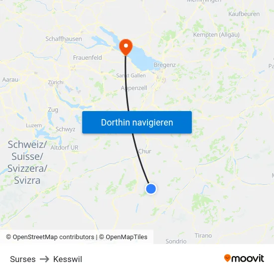Surses to Kesswil map