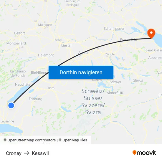 Cronay to Kesswil map