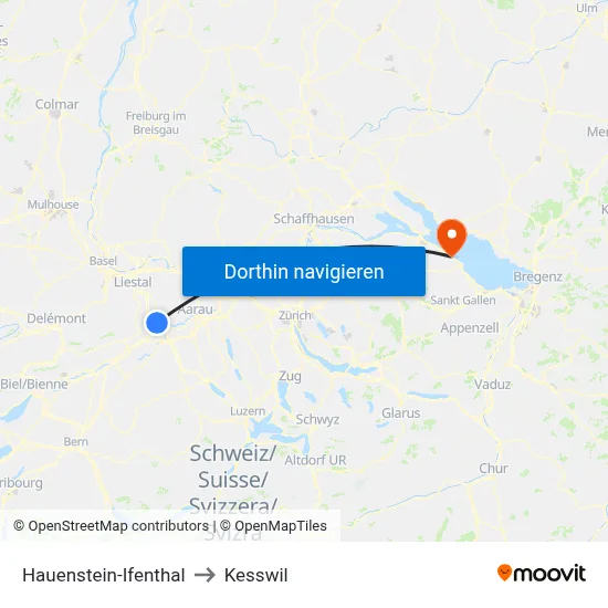 Hauenstein-Ifenthal to Kesswil map