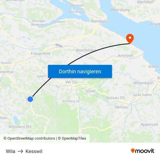 Wila to Kesswil map