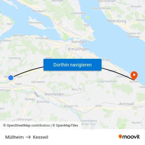 Müllheim to Kesswil map