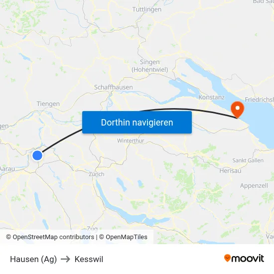 Hausen (Ag) to Kesswil map