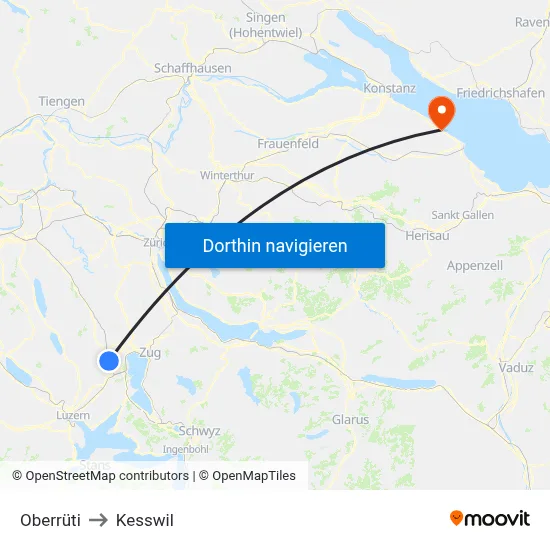 Oberrüti to Kesswil map