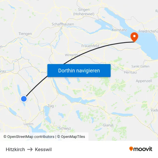 Hitzkirch to Kesswil map