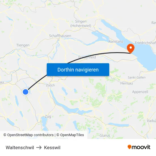 Waltenschwil to Kesswil map