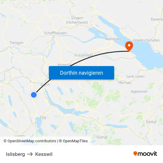 Islisberg to Kesswil map