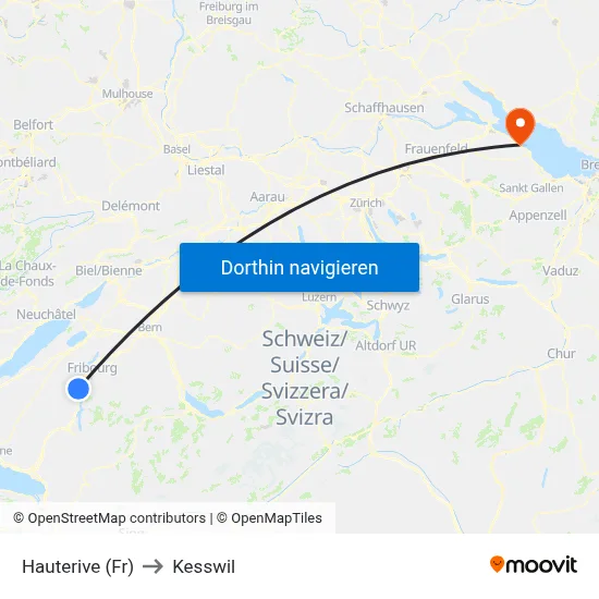 Hauterive (Fr) to Kesswil map