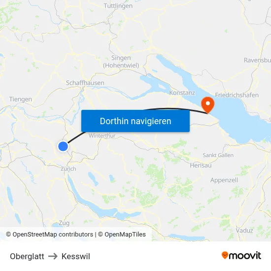 Oberglatt to Kesswil map