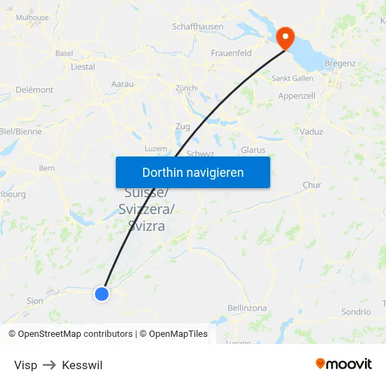 Visp to Kesswil map