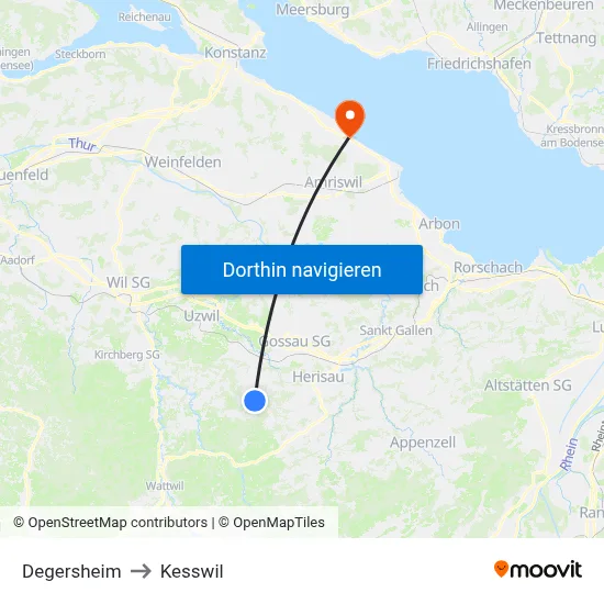 Degersheim to Kesswil map
