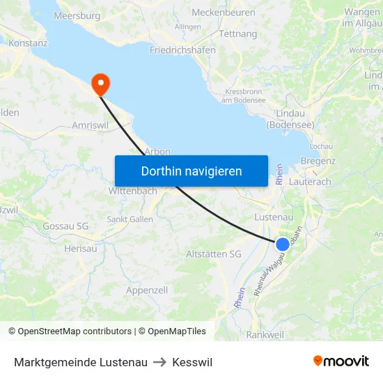 Marktgemeinde Lustenau to Kesswil map