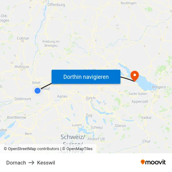 Dornach to Kesswil map