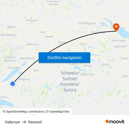 Valbroye to Kesswil map