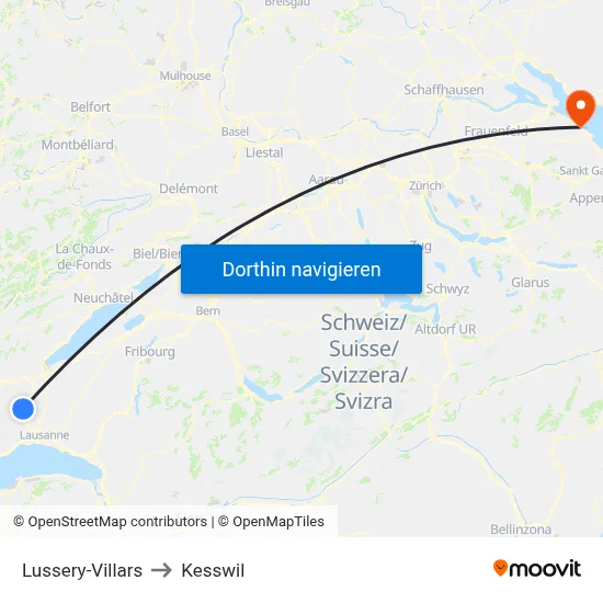 Lussery-Villars to Kesswil map