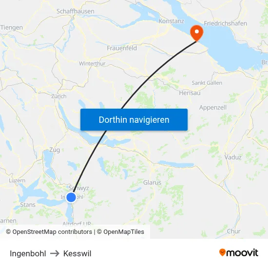 Ingenbohl to Kesswil map
