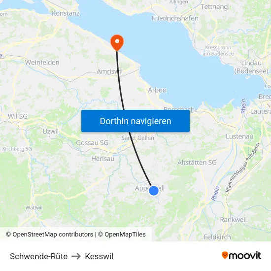 Schwende-Rüte to Kesswil map