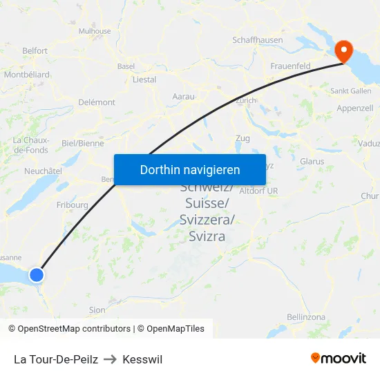 La Tour-De-Peilz to Kesswil map