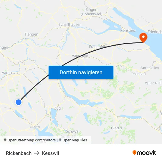 Rickenbach to Kesswil map