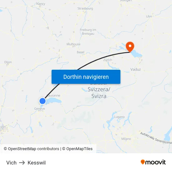 Vich to Kesswil map