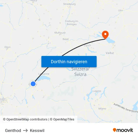 Genthod to Kesswil map