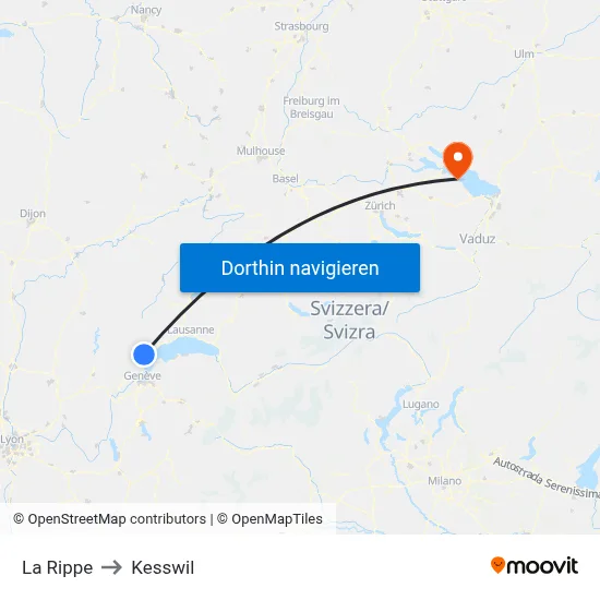 La Rippe to Kesswil map