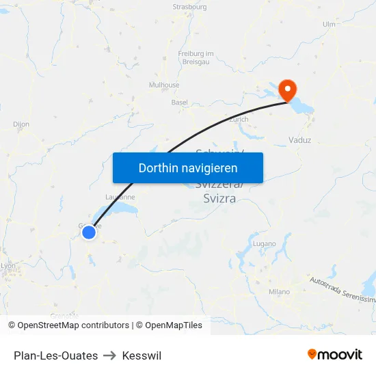 Plan-Les-Ouates to Kesswil map