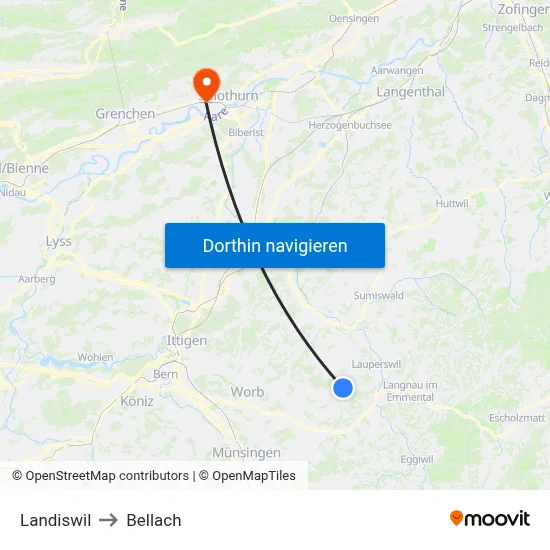 Landiswil to Bellach map
