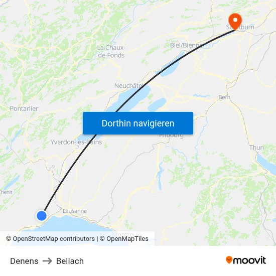 Denens to Bellach map