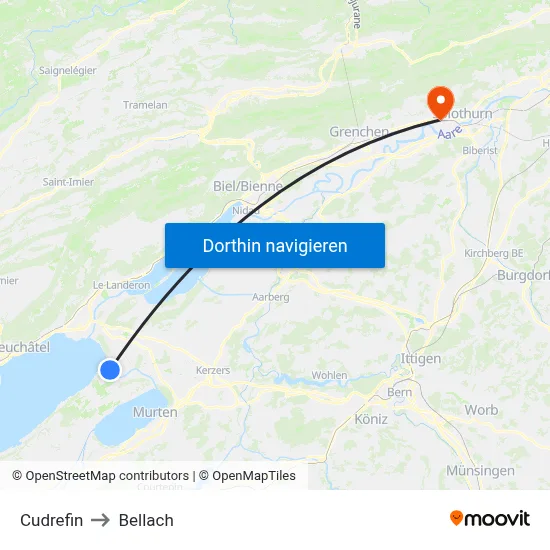 Cudrefin to Bellach map