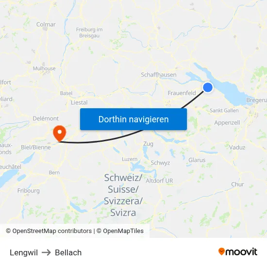 Lengwil to Bellach map