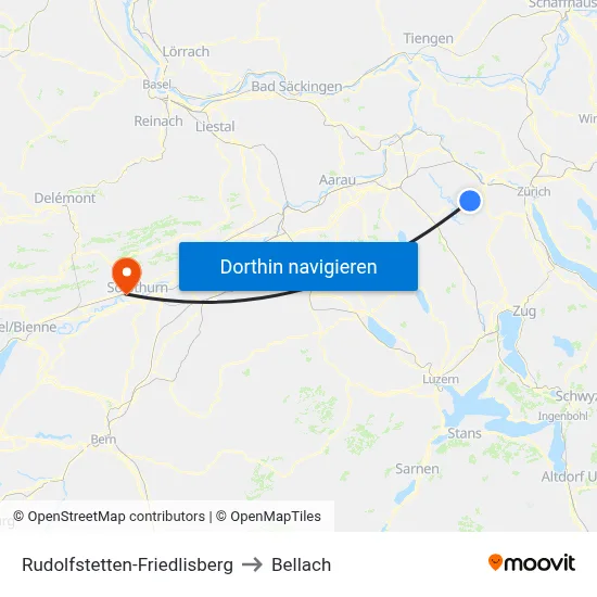 Rudolfstetten-Friedlisberg to Bellach map