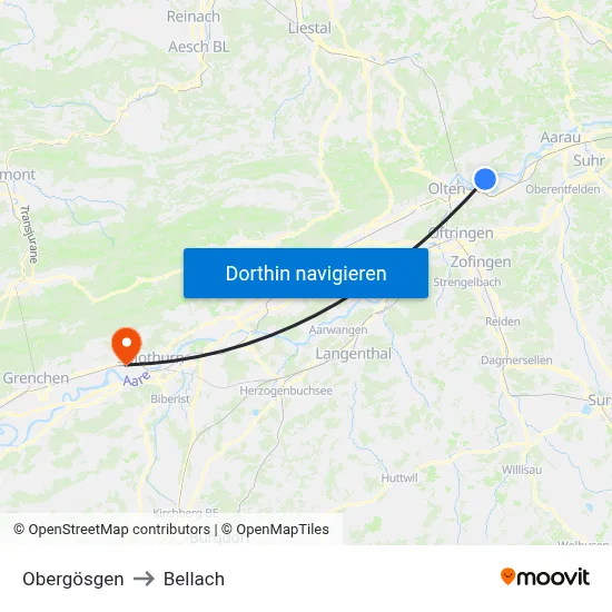 Obergösgen to Bellach map