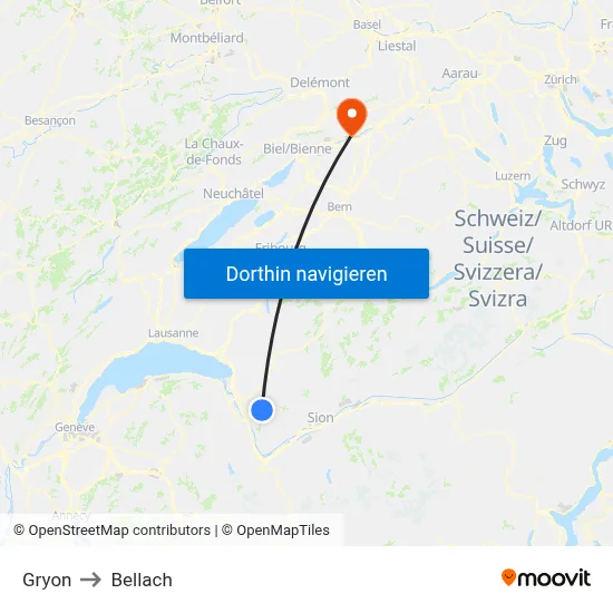 Gryon to Bellach map