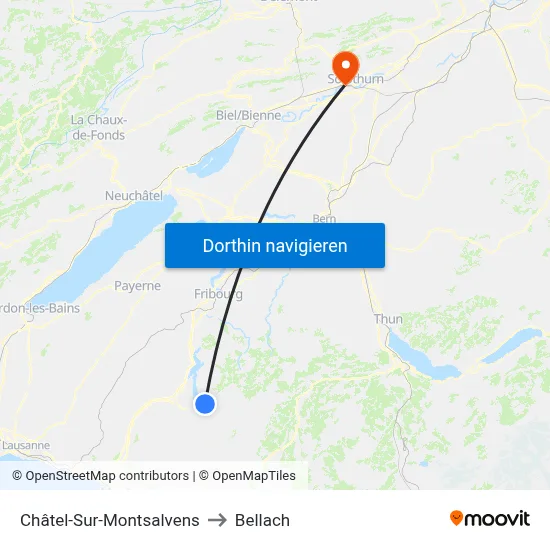 Châtel-Sur-Montsalvens to Bellach map