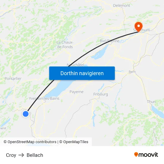 Croy to Bellach map