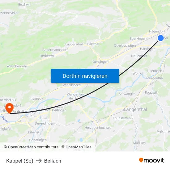 Kappel (So) to Bellach map