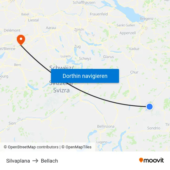 Silvaplana to Bellach map