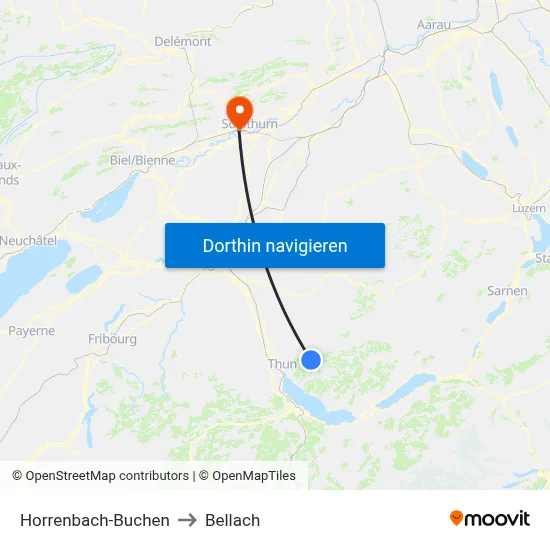 Horrenbach-Buchen to Bellach map